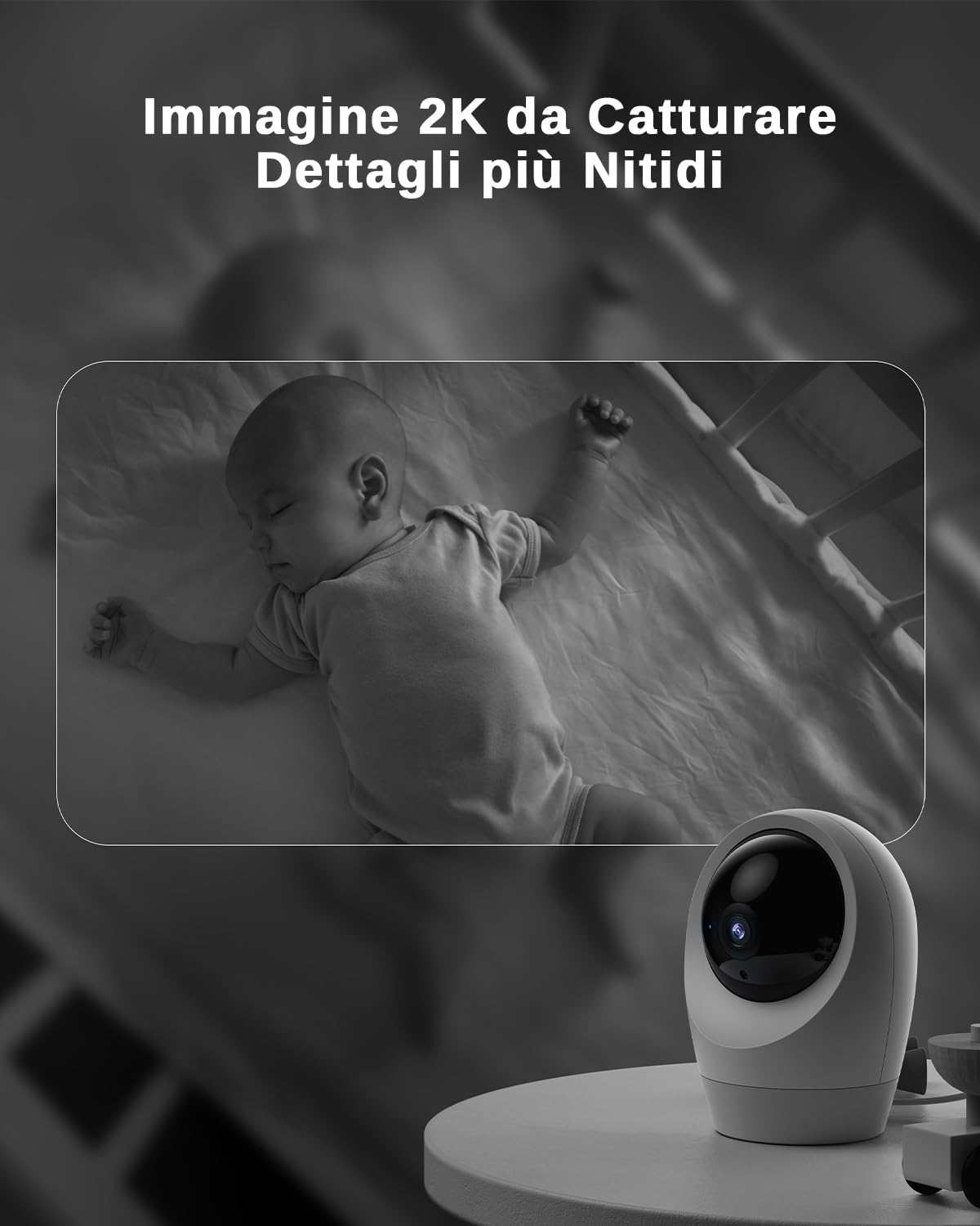 24/7 Registrazione 4G LTE Telecamera Interno con SIM, 2K Videocamera Interno 4g, 360° PTZ Videocamera Sorveglianza Interno, Rilevamento Movimento, Audio 2 Vie
