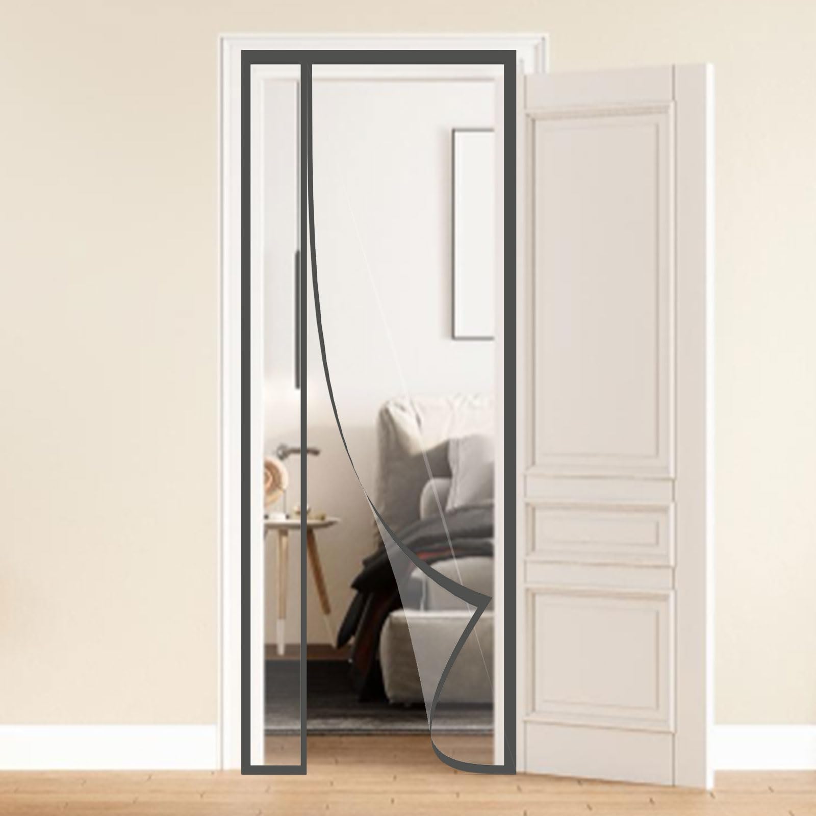 Moustiquaire Magnétique Mains Libres Rideau de Panneau Clair Extérieur Blanc pour Cuisine 190x240cm
