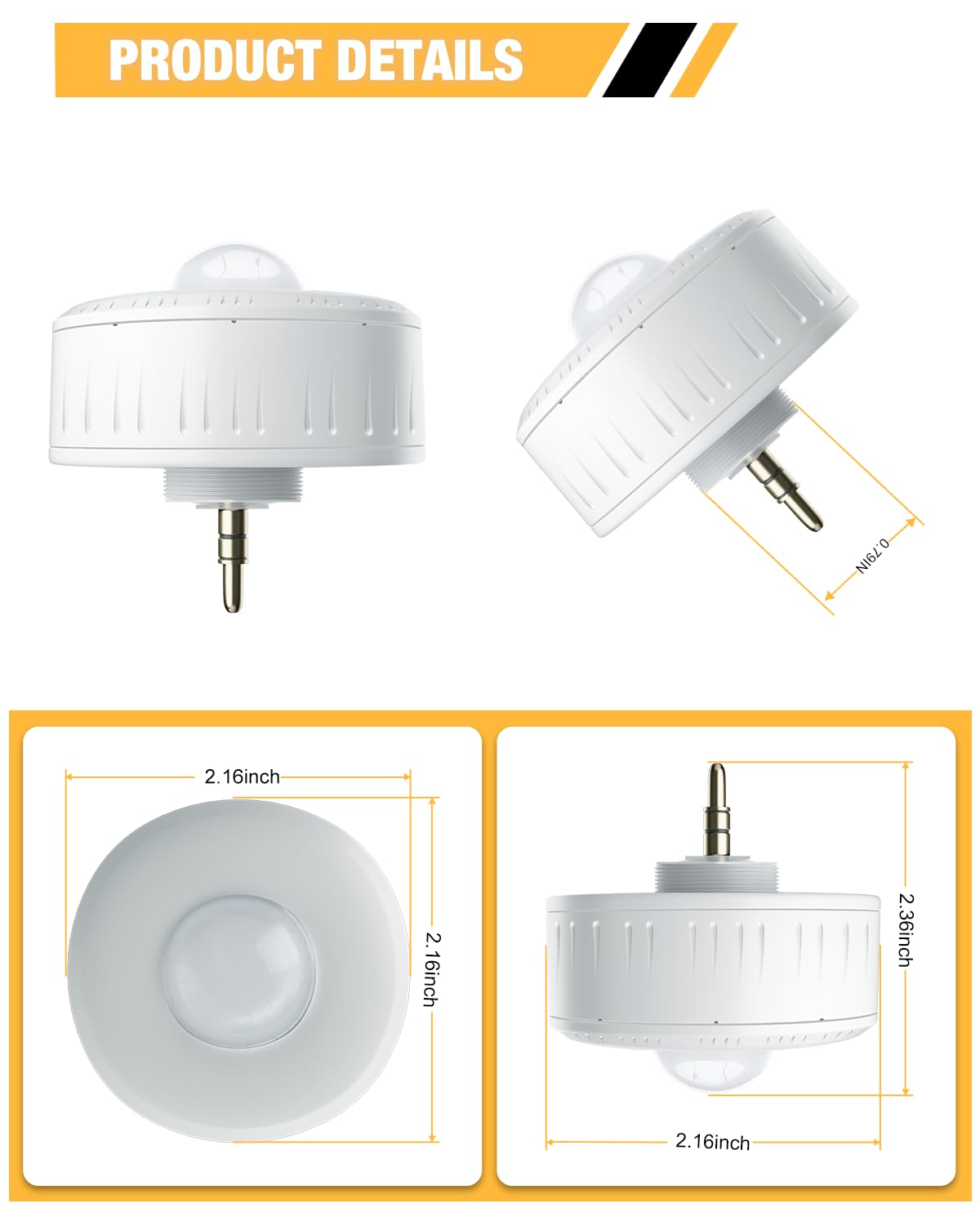 Sensore di movimento PIR a 360 gradi per luce a LED lineare ad alta baia, soffitto da 12,4 m e diametro di rilevamento per montaggio a parete di 15 m, di grado commerciale/industriale