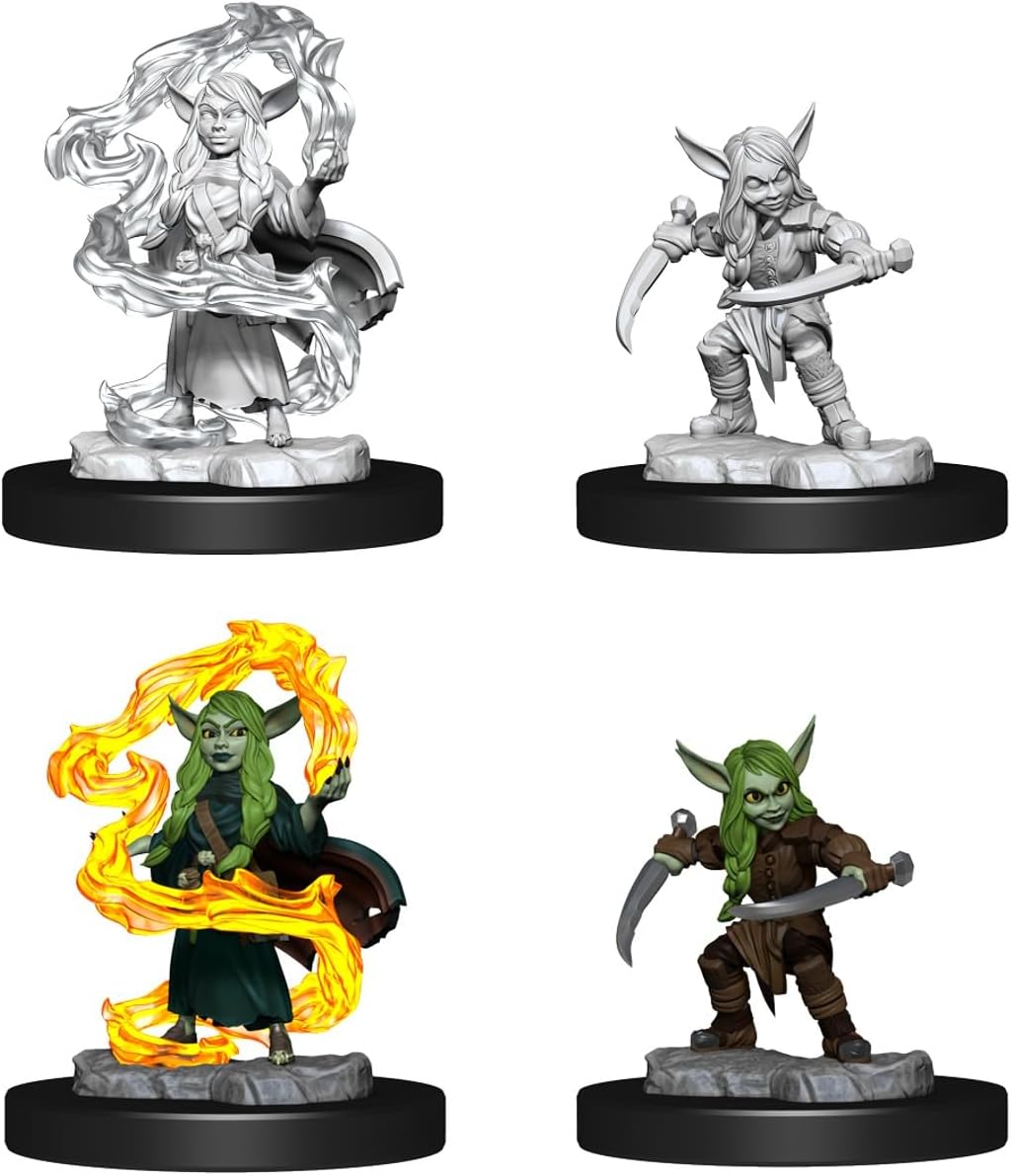 Critical Role Unpainted Miniatures: Goblin Sorceror and Rogue Female