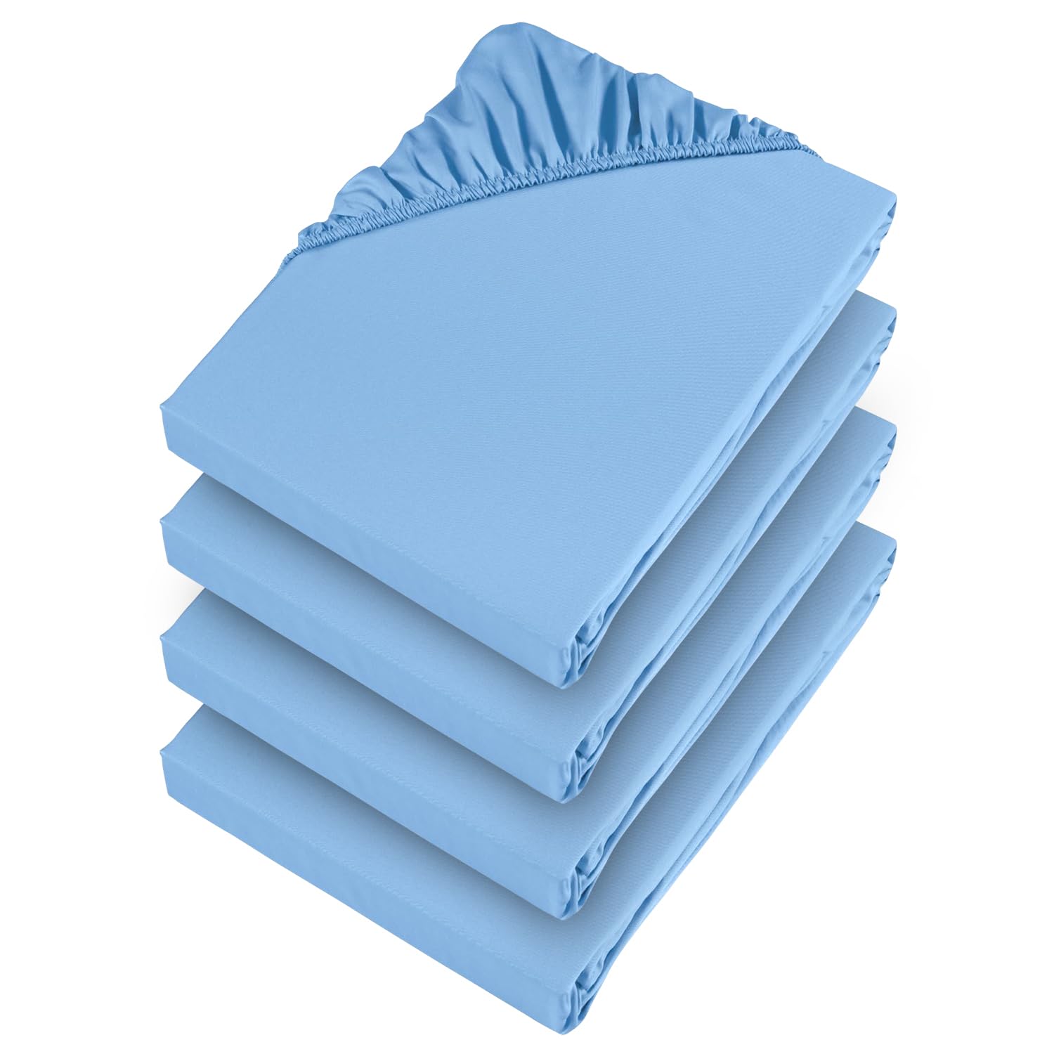 Aspire Homeware Single Fitted Sheet 4 Pack 25 Cm Deep Pocket Sky Blue Bed Sheets - Soft & Breathable Fitted Bedsheet Brushed Microfiber Shrinkage and Fade Resistant Bottom Sheet — image 1