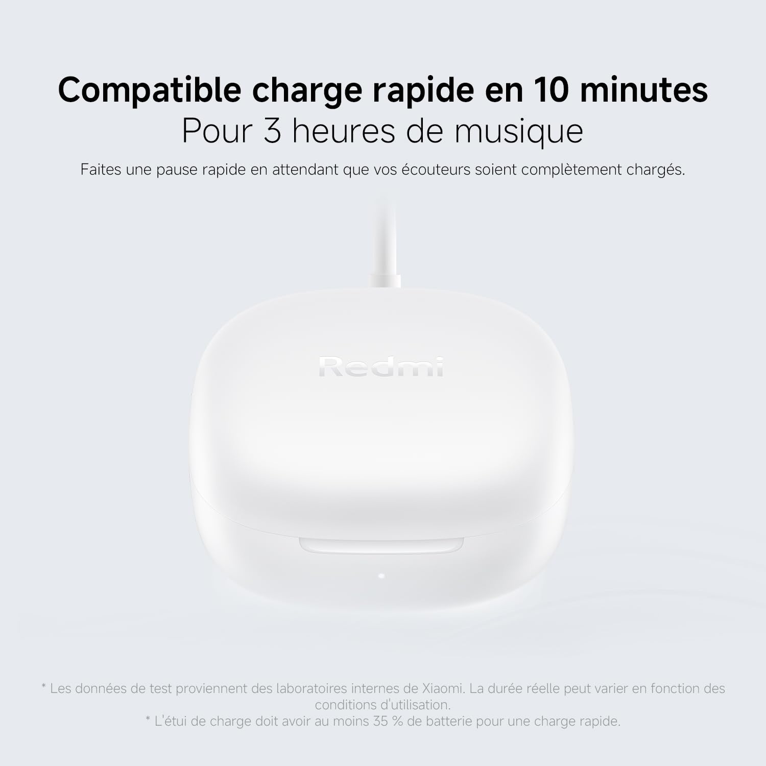 XIAOMI Redmi Buds 6 Play – Ecouteurs Bluetooth, Conducteurs 10 mm, 5 Modes EQ, Jusqu'à 7.5h+36h Autonomie de la Batterie, 10min de Charge fournit 3h de Lecture Musicale, IPX4, Blanc