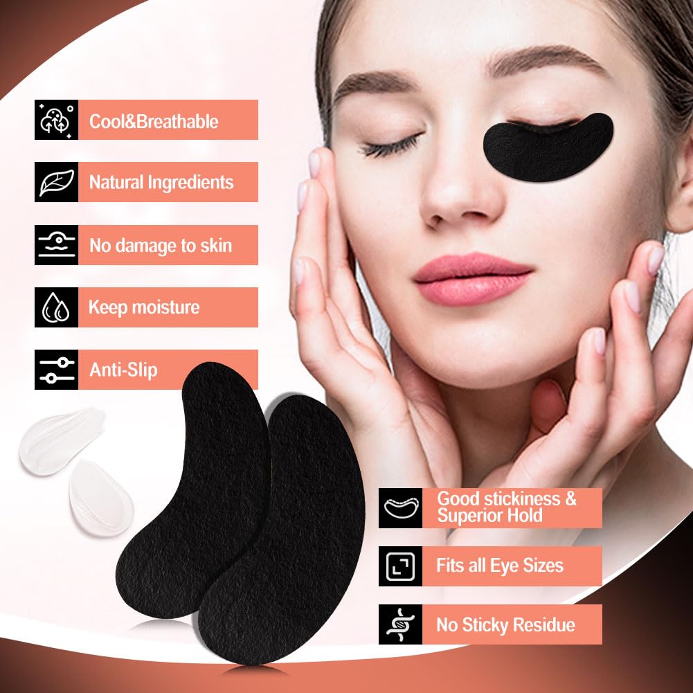 Lunamoon Eye Pads for Eyelash Extension Eyelashes Pads UV Eyelash Extension Pad Eyelash Lifting Eye Gel Patch for Eyelash Extensions 50 works (Black Pink) - Image 3