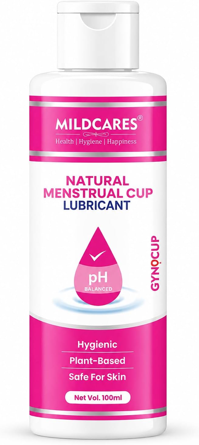 MildCares Menstrual Cup Lubricant โ WaterโBased, pH Balanced & Hypoallergenic | Natural Plant Extracts for Smooth & StressโFree Cup Insertion | Safe, Gentle & TravelโFriendly (100 ml)