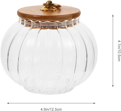 Miniatura 7 de Abaodam Tarro de vidrio con forma de calabaza de 27.1 fl oz para almacenar alimentos con tapa de madera, tarro de almacenamiento para granos de