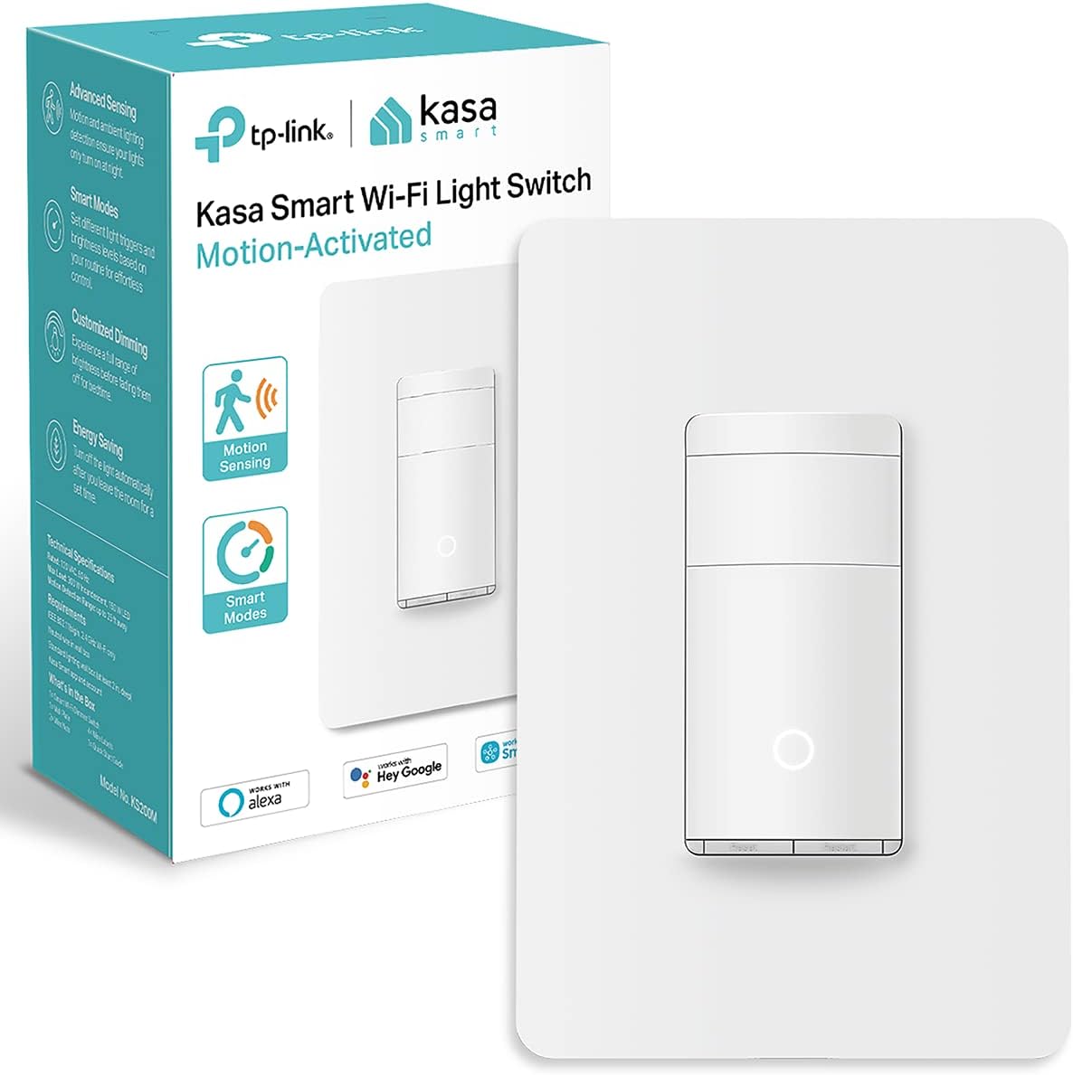 Kasa Smart Motion Sensor Switch, Single Pole, Needs Neutral Wire, 2.4GHz WiFi Light Switch