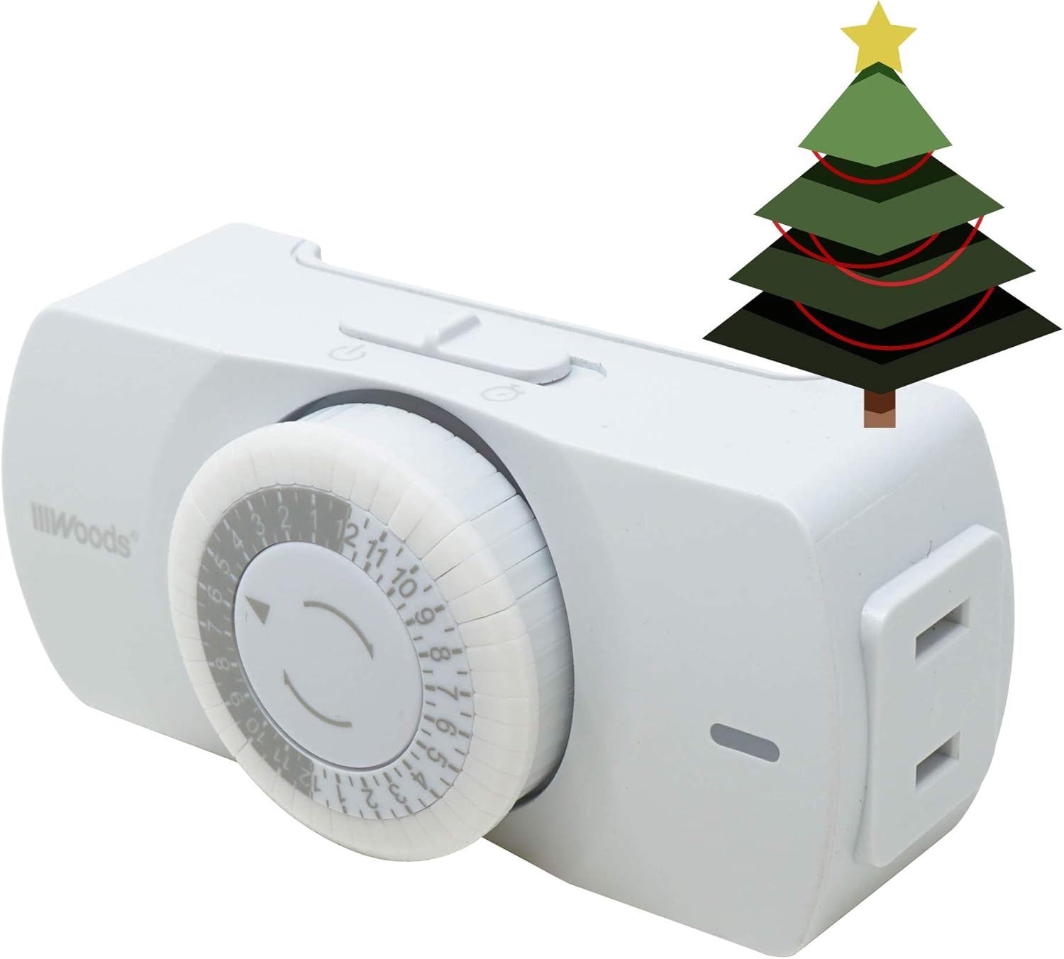 Woods 50101WD Indoor 24-Hour Mechanical Timer, 1 Polarized Outlet, Standard Body - - 
