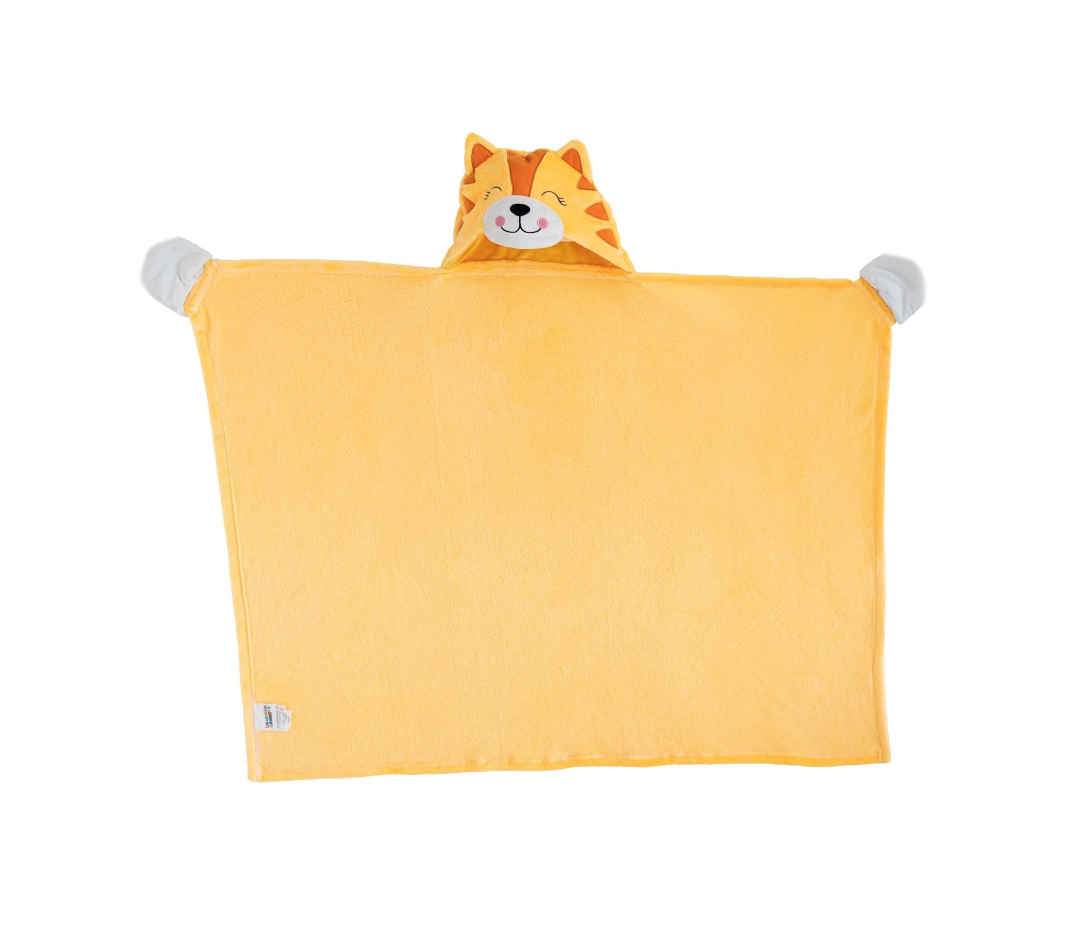 Unicorns & Robots Wearable Hooded Blanket for Kids Fleece Throw Blanket for Toddler Boys and Girls Oeko TEX Certified