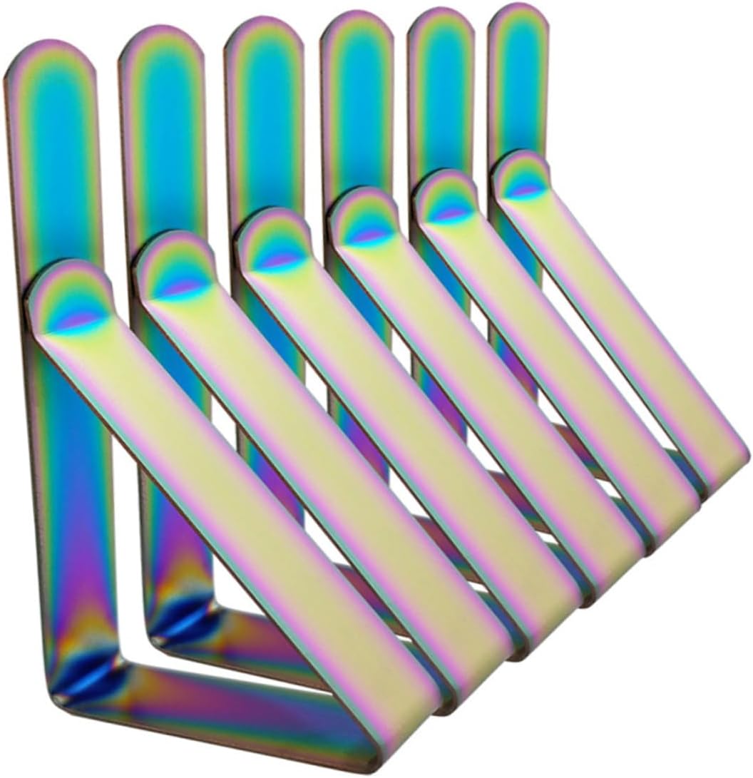 6Pcs Stainless Steel Triangle Tablecloth Holders for Dining Tables