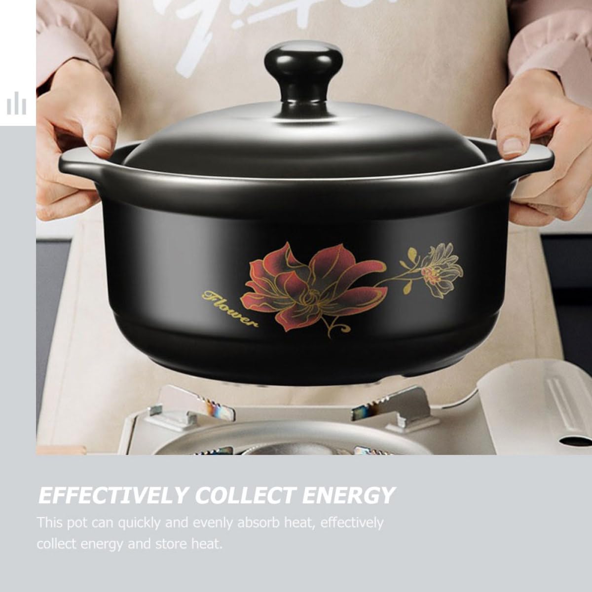 VILLCASE Casseruola in Ceramica da Cucina 1600ml per Zuppe e Stufati, Resistente al Calore, Design Creativo e Distribuzione Uniforme del Calore, per 1-2 Persone in Cucina