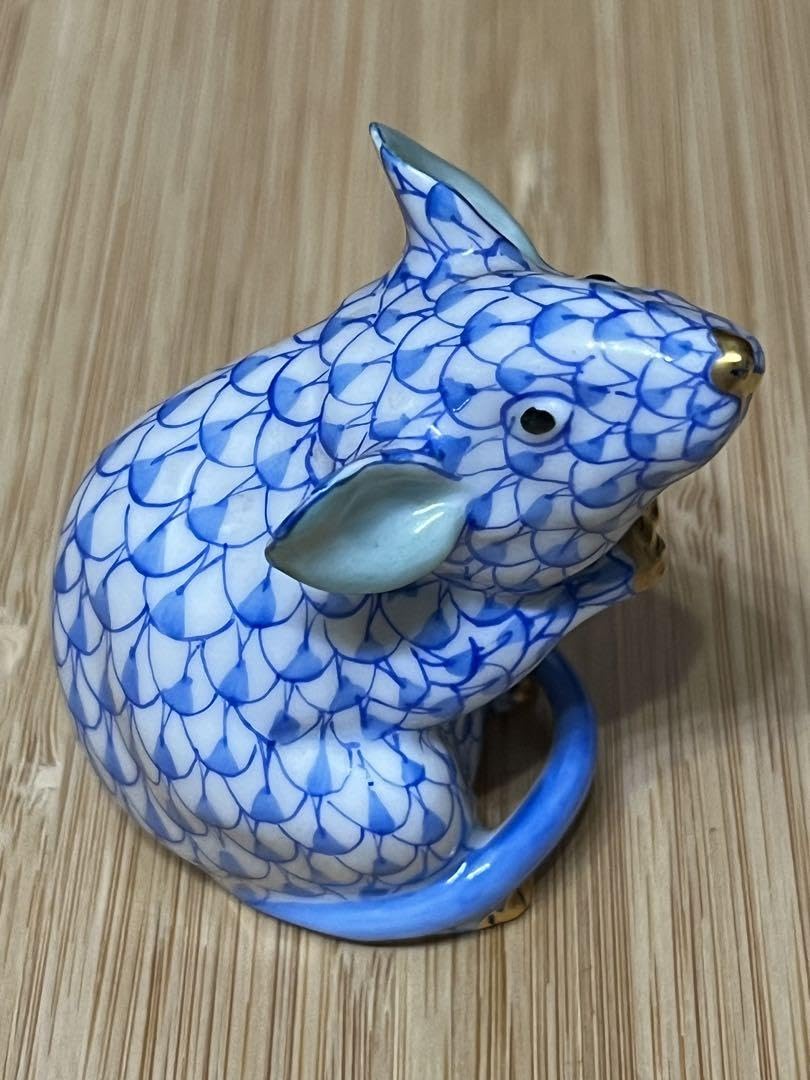 Amazon.co.jp: HEREND ヘレンド ねずみ ブルー フィギュリン 陶器人形 