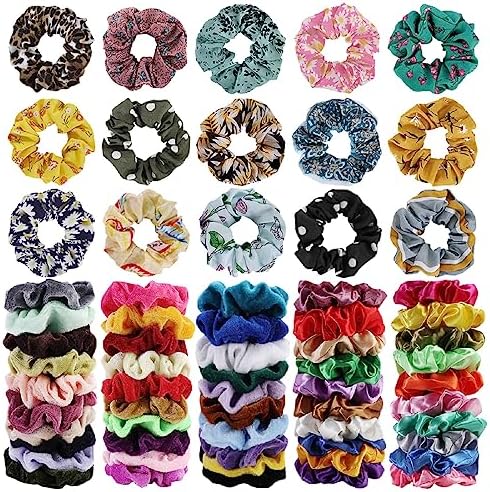 65 Pcs Velvet Hair Scrunchies Hair Bands for Women or Girls,Elastic Soft Ponytail Holder Hair Ties for Birthday, Party, Thanksgiving, Christmas