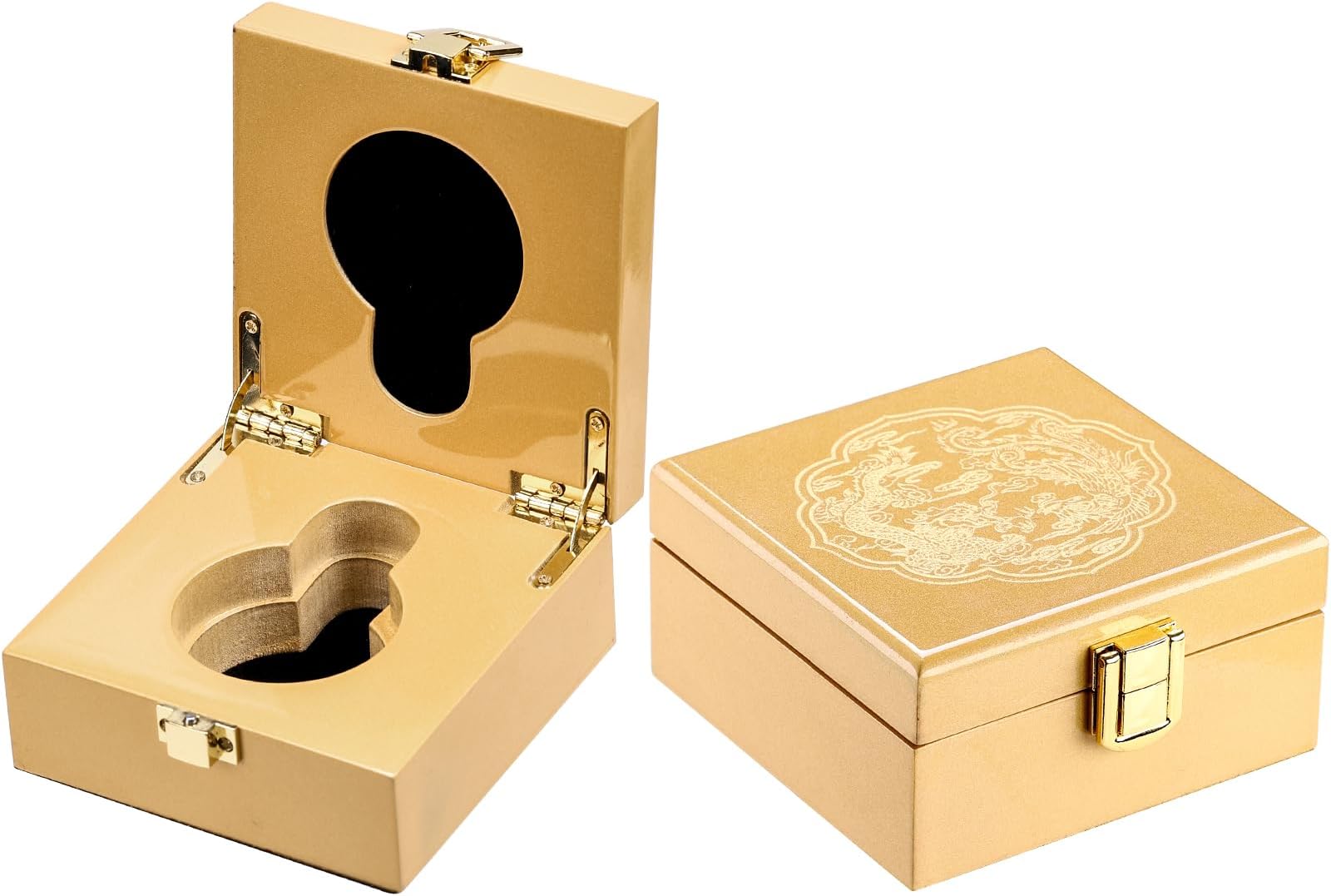 SIBOSUN Luxury Wooden Pocket Watch Box with Engraved Dragon Phoenix Single Pocket Watch Case Display Organizer Pocket Watch Gift Box The Best Watch Storage Box for Gift Pocket Watch Case Gold