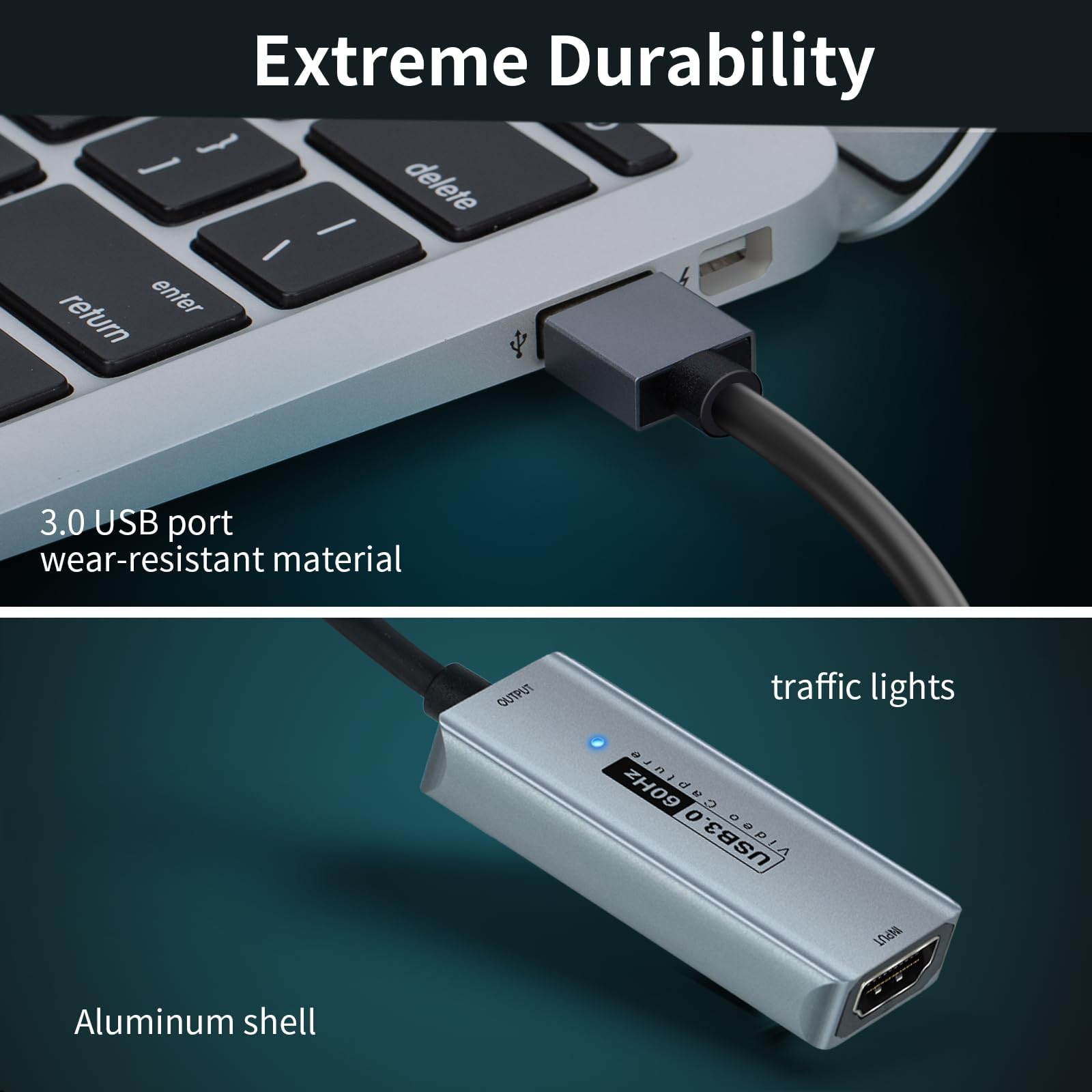 Karta przechwytywania wideo, karta przechwytywania USB 3.0 HDMI na USB C, karta przechwytywania 4K Full 1080P60FPS HD, do systemu Windows Mac OS z regulacją PS4, Switch, Xbox1