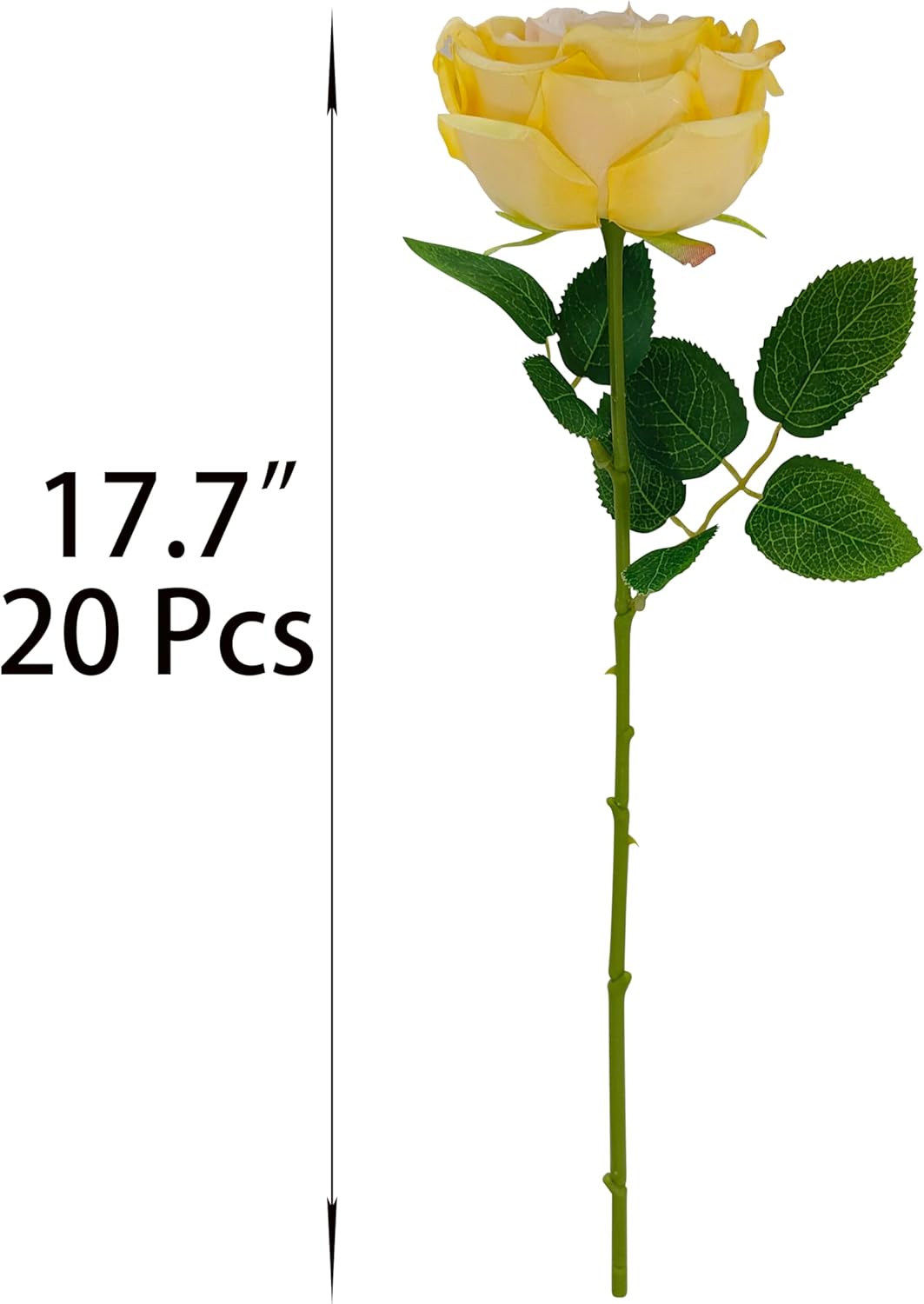 ATFL Fake Light Yellow Roses Artificial Flowers Bulk,Floral Diameter 4.2'',20 Pcs Artificial Silk Roses Flowers with Stems for Wedding Arrangement Centerpieces Party Home Table Decorations