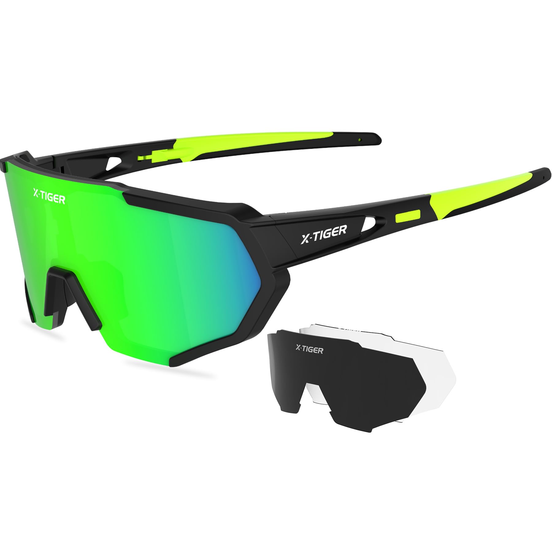 X-TIGER Polarized Sports Sunglasses with 5 Interchangeable Lenses,Mens Womens Cycling Bike Glasses,Baseball Running Fishing