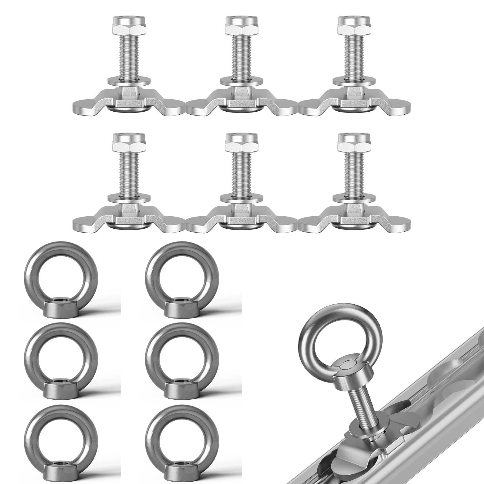 8 x nakrętka gwintowana ze stali nierdzewnej M8 x 40 mm do szyn ciężarowych, przyczep, pickupów, 8 szt