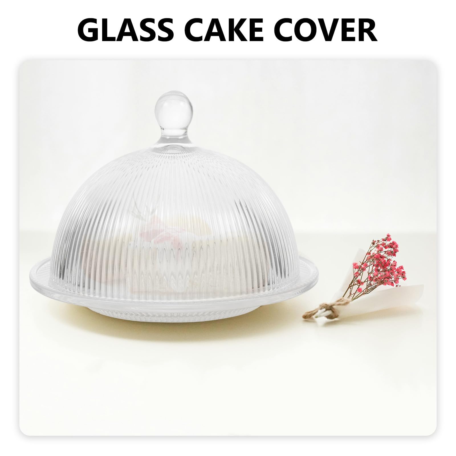 Cúpula de Pastel de Vidrio Transparente Plato para Exhibición y Conservación de Postres, Diseño Innovador y Práctico para Mantener Frescura de Dulces