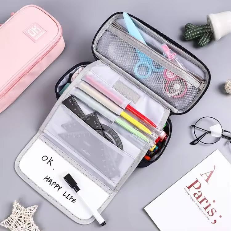 Image of DEOXY Cepacity Pencil Pouch Aesthetic Pencil Case for Girls Large Capacity Best Thing to Put Pen Pencil Sharpener Rubber, Best Gift for Girl's(KQ-0818-BE)