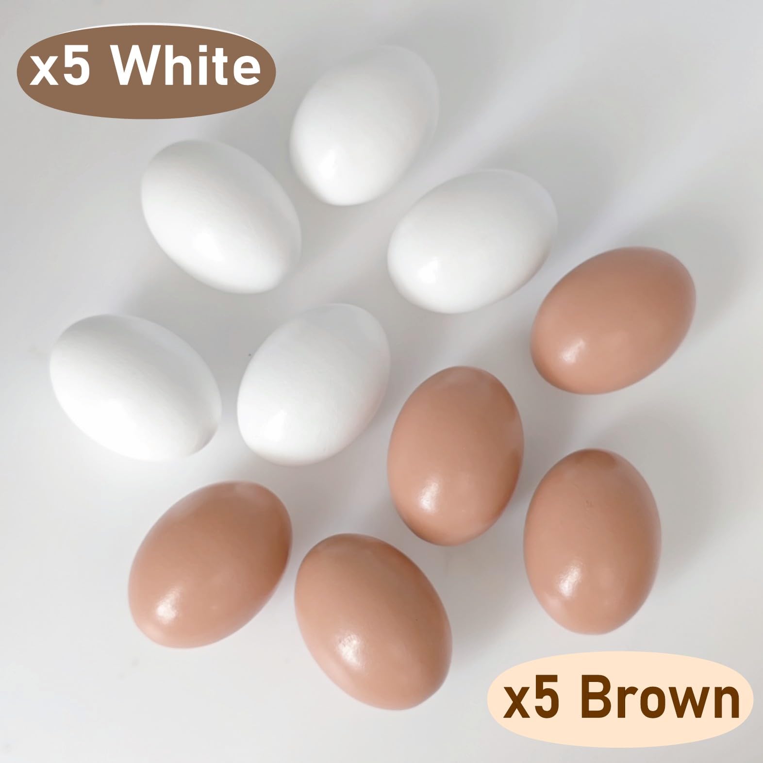 Bianco e Marrone Uova di Legno realistiche per Artigianato Decorazione Domestica Caccia Pasqua