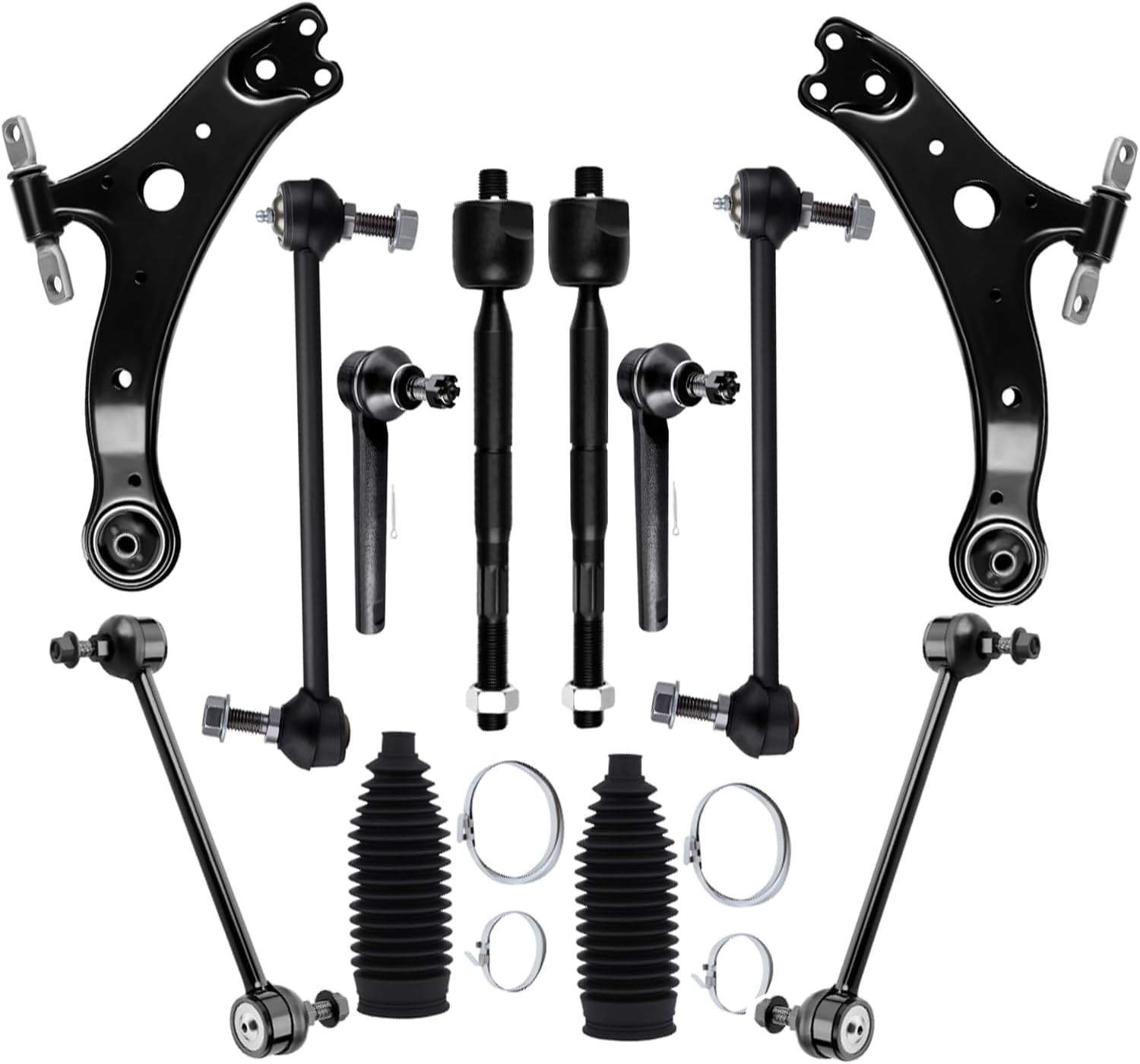 Front Lower Control Arm fit 2004-2006 for Lexus RX330 2007-2009 for Lexus RX350 2004-2007 for Toyota for Highlander, Suspension Kit with Inner Outer Tie Rod End w/Boot Sway Bar Link - 12pc Set