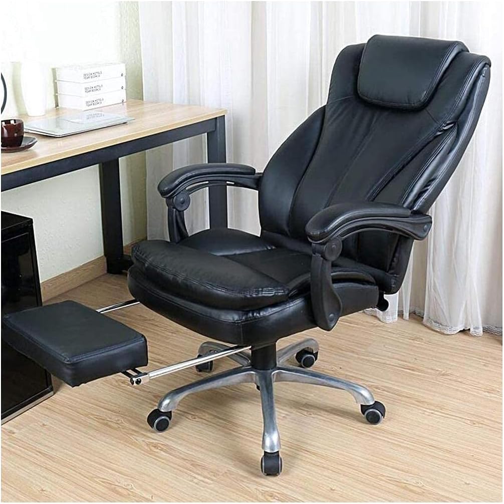 Home Office Chairs Desk Chair Leather Computer Gaming Chair Ergonomic Video Game Chairs Reclining Boss Chair with Footstool (Color : A)