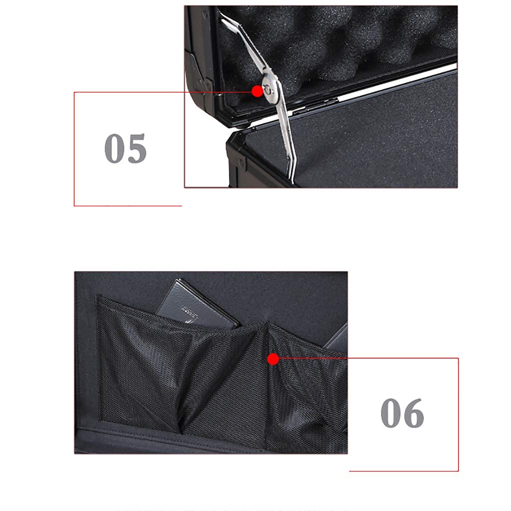 Tragbarer Aluminium-Hartschalenkoffer, Werkzeugkasten, schwarzer Aktenkoffer, Metalltragekoffer, abschließbar, Mehrgrößen-Transportbox für Kameraausrüstung (ohne Schaumstoffeinlage - 40 x 24 x 12 cm)