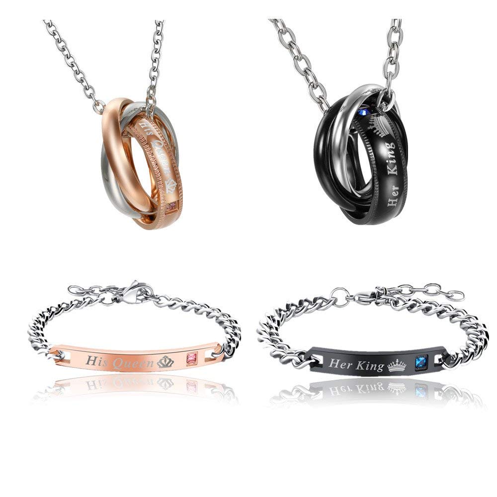 Collane per Coppie all'Ingrosso per San Valentino, Collana 'Ti Amo' con Ciondolo a Cuore e Lucchetto in Acciaio Inossidabile