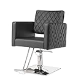 Salon Chair for Hair Stylist Wide Seat, Hydraulic Barber Chair with Aluminium Alloy Footrest, Black Hair Salon Chair Styling Heavy Duty, Beauty Spa Cosmetology Shampoo Hairdressing Equipment