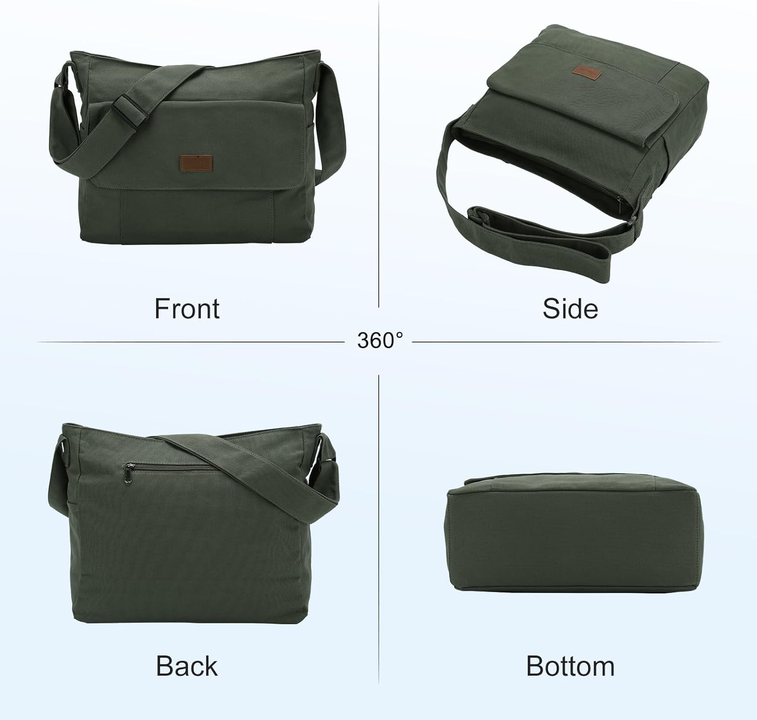 Chase Chic Canvas Messenger Bag, Large Vintage Crossbody Shoulder Satchel Work Bag for Women Men College