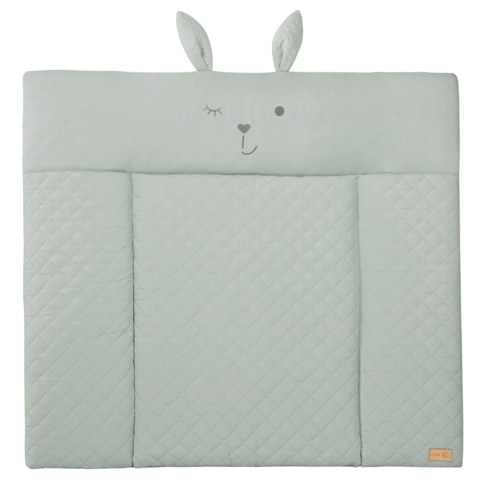 roba Wickelauflage soft roba Style - 85 x 75 cm - Wickeltischauflage abwaschbar - Baby Wickelunterlage mit Hasen Motiv - Lil Cutie Lily - Frosty Green