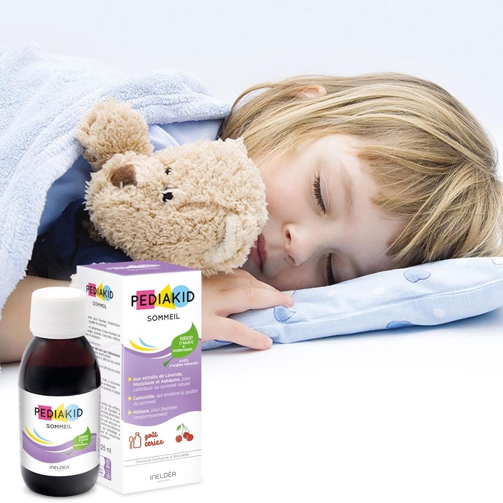 PEDIAKID - Sonno - Formula esclusiva al sciroppo d'Agave - Migliora la qualità del sonno - Aiuta ad addormentarsi prima - Gusto ciliegia - 3 Flaconi da 125 ml