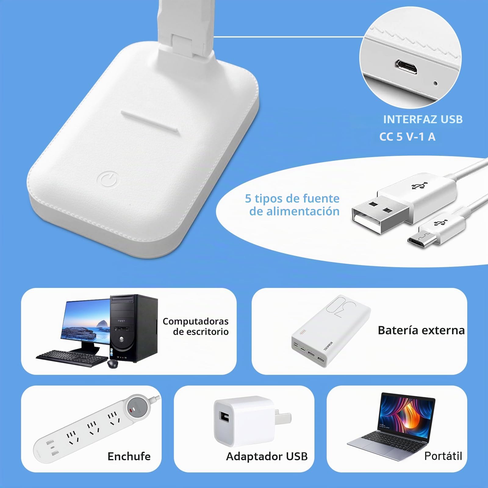 Lámpara Escritorio LED, Plegable, 3 Modos y 5 Niveles de Brillo,Control Táctil Flexo Lámpara de mesa Cuidado de Ojos para Cama,Oficina,Leer,Estudiar,Luz Nocturna