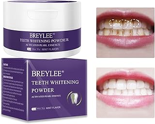 Teeth Whitening, BREYLEE Teeth whitening Powder|Pearl Teeth Powder, Used to Remove Stains Caused by Tea/Coffee/Food, whiten Yellow Teeth, and Keep The Mouth Fresh (55 g, 1.94 oz)