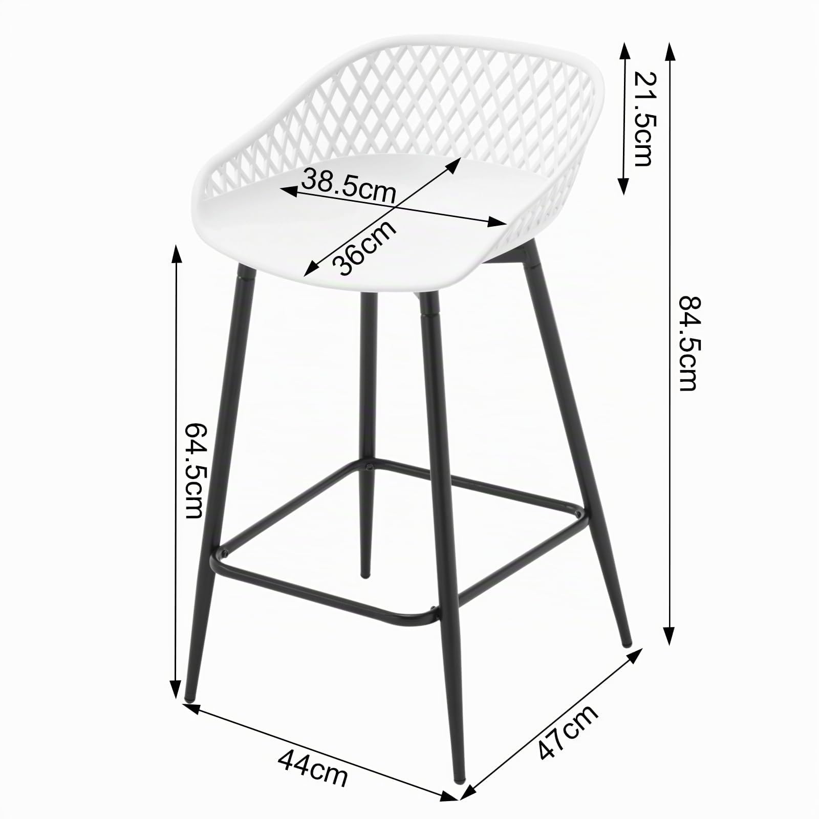 WOLTU Tabouret de Bar Lot de 4, avec Dossier, Siège Plastique Blanc