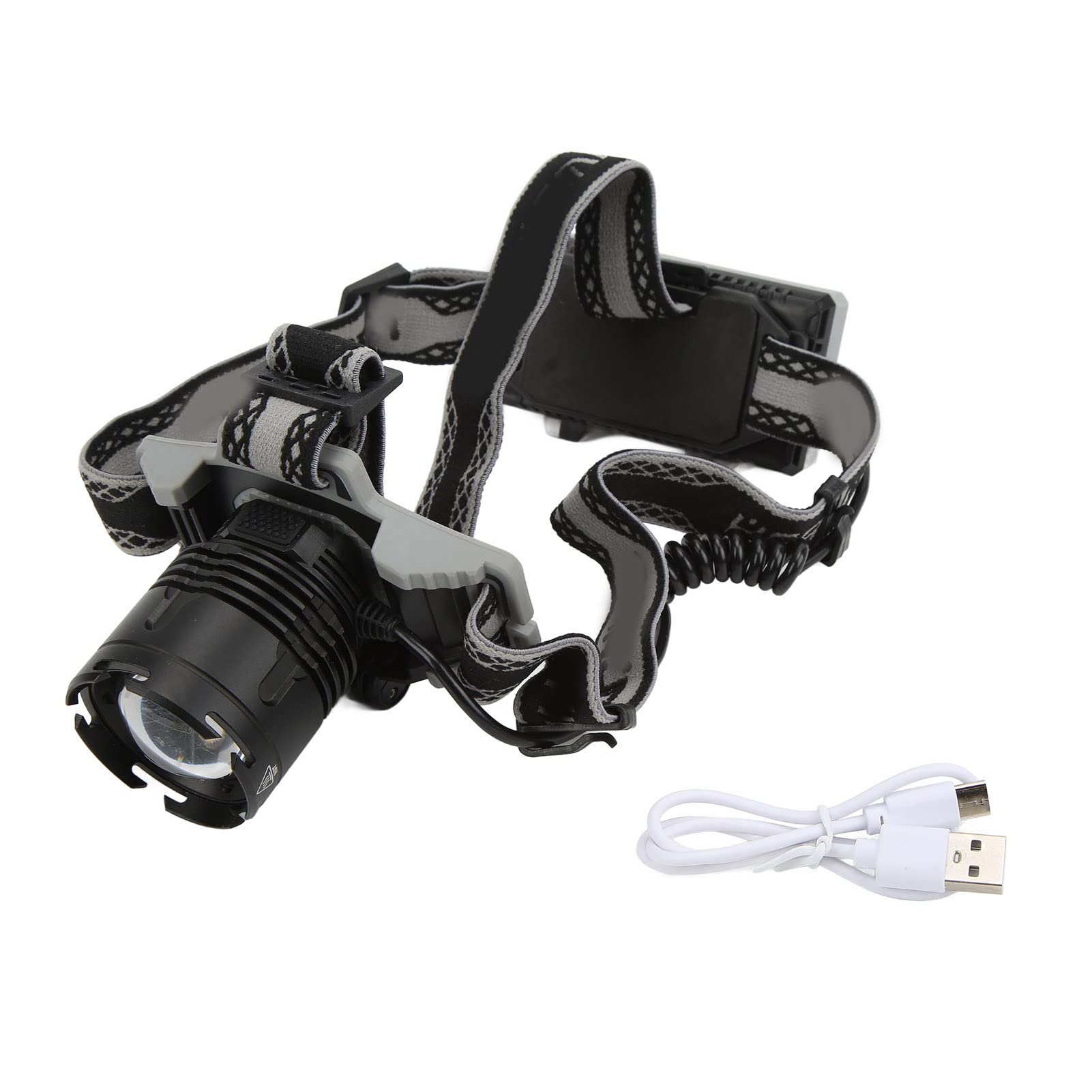 Lampada frontale XHP70 con display digitale, torcia frontale ricaricabile tramite USB, luce da fascia regolabile con zoom da 1800 lm per campeggio, pesca, ciclismo notturno e uso