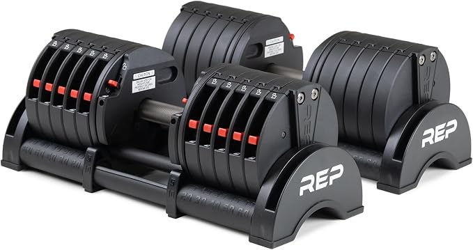 Rep Fitness Quickdraw Adjustable Dumbbells, Multiple weight ranges available including: 5-30, 5-40,5-50 and 5-60 lbs