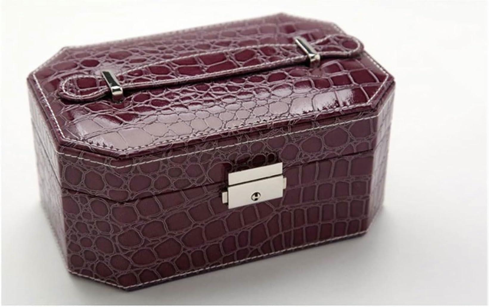 Boîte à bijoux en cuir vintage et portable pour ranger bagues et boucles d'oreilles