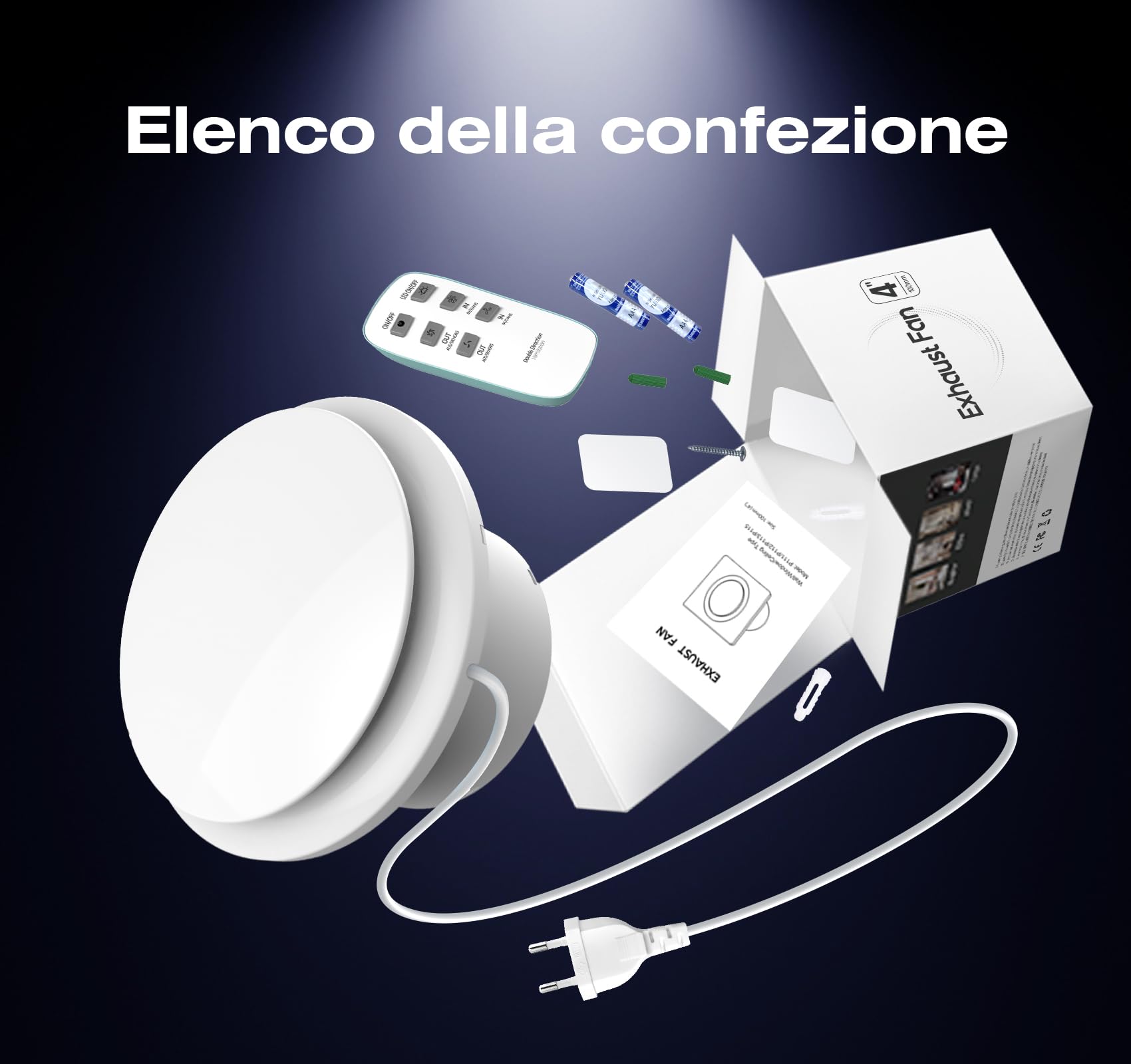 Aspiratore Bagno 100 mm Reversibile, 6 Velocità, Indicatore Luminoso, Ventola Aspirazione Bagno con Telecomando, Memoria Intelligente, IPX4, Estrattore Aria Silenzioso per Bagno WC