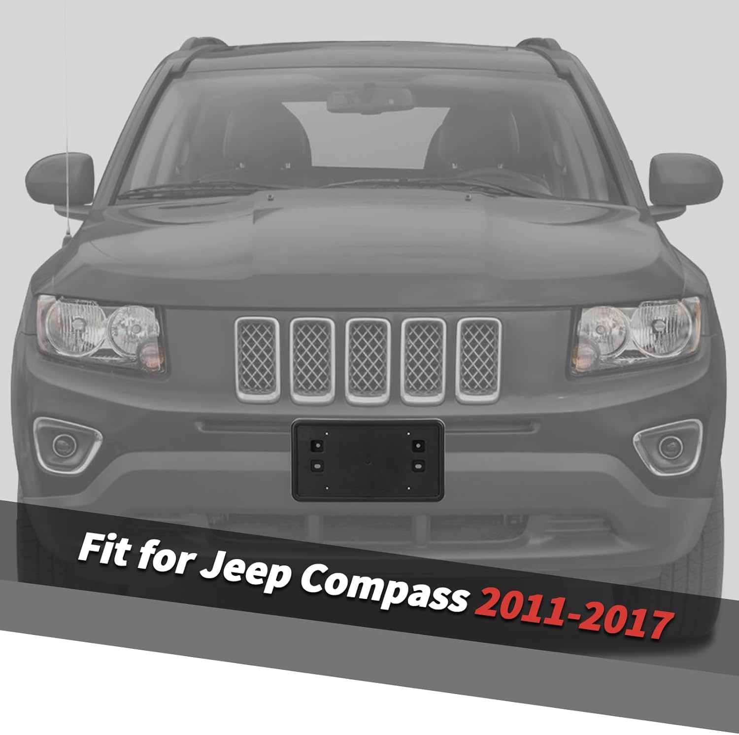 Jimen Fit for Jeep Compass 2011-2017, Front License Plate Frame Holder Mount Bracket