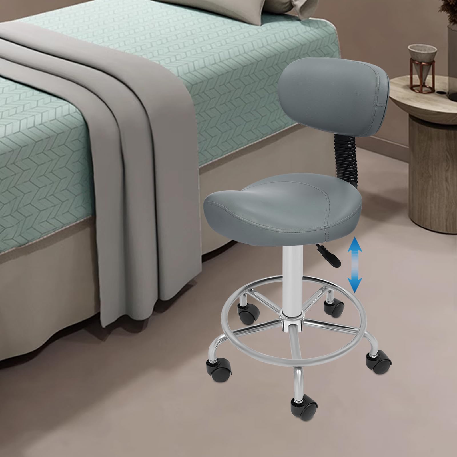 Sgabello da sella ergonomico con schienale, sedia a rotelle Saddle Sgabello Saddle Saddle Sgabello Sollevamento Sella Sgabello da ufficio Spa regolabile in altezza 45-59 cm (grigio)