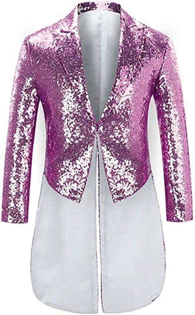 Men's Long Tailcoat Jacket Sequins Tuxedos Blazer Prom Party Coat Perfermance Costume Dinner Coat
