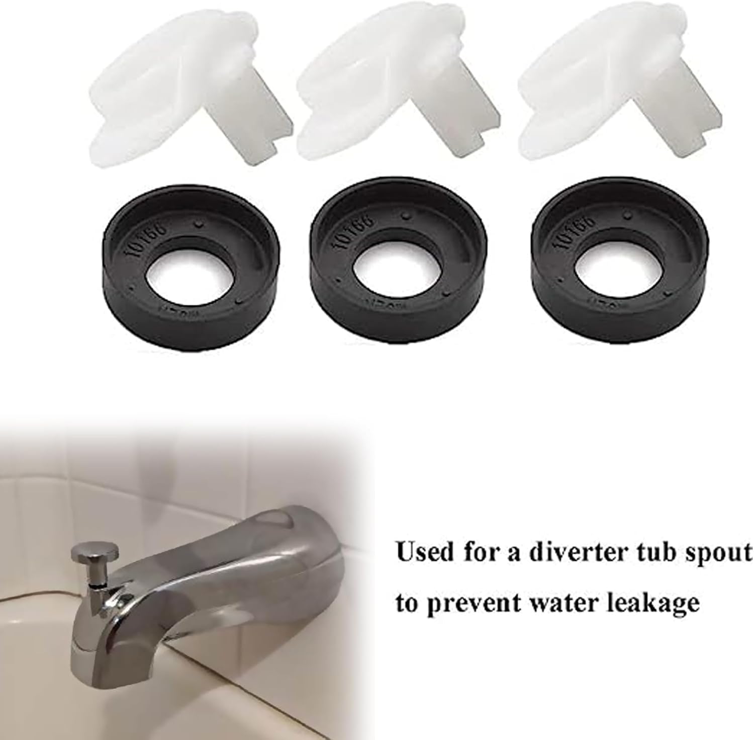Tub spout with diverter, showing the function of the replacement part.
