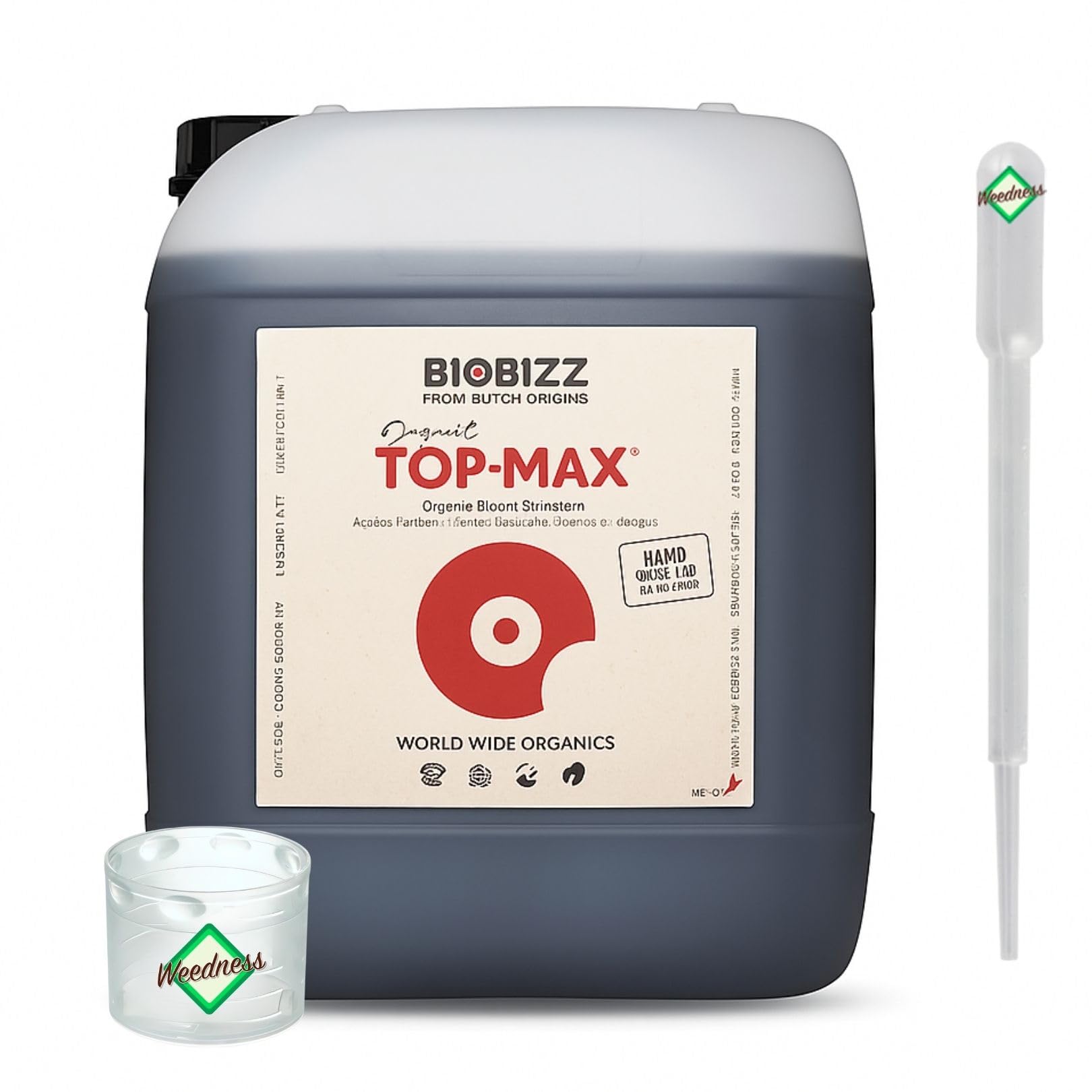Weedness BioBizz Top Max 5 Litros - Fertilizante Natural Crece Cultivo de Tomate Líquido Orquídeas Líquidas Bonsái Orgánico NPK