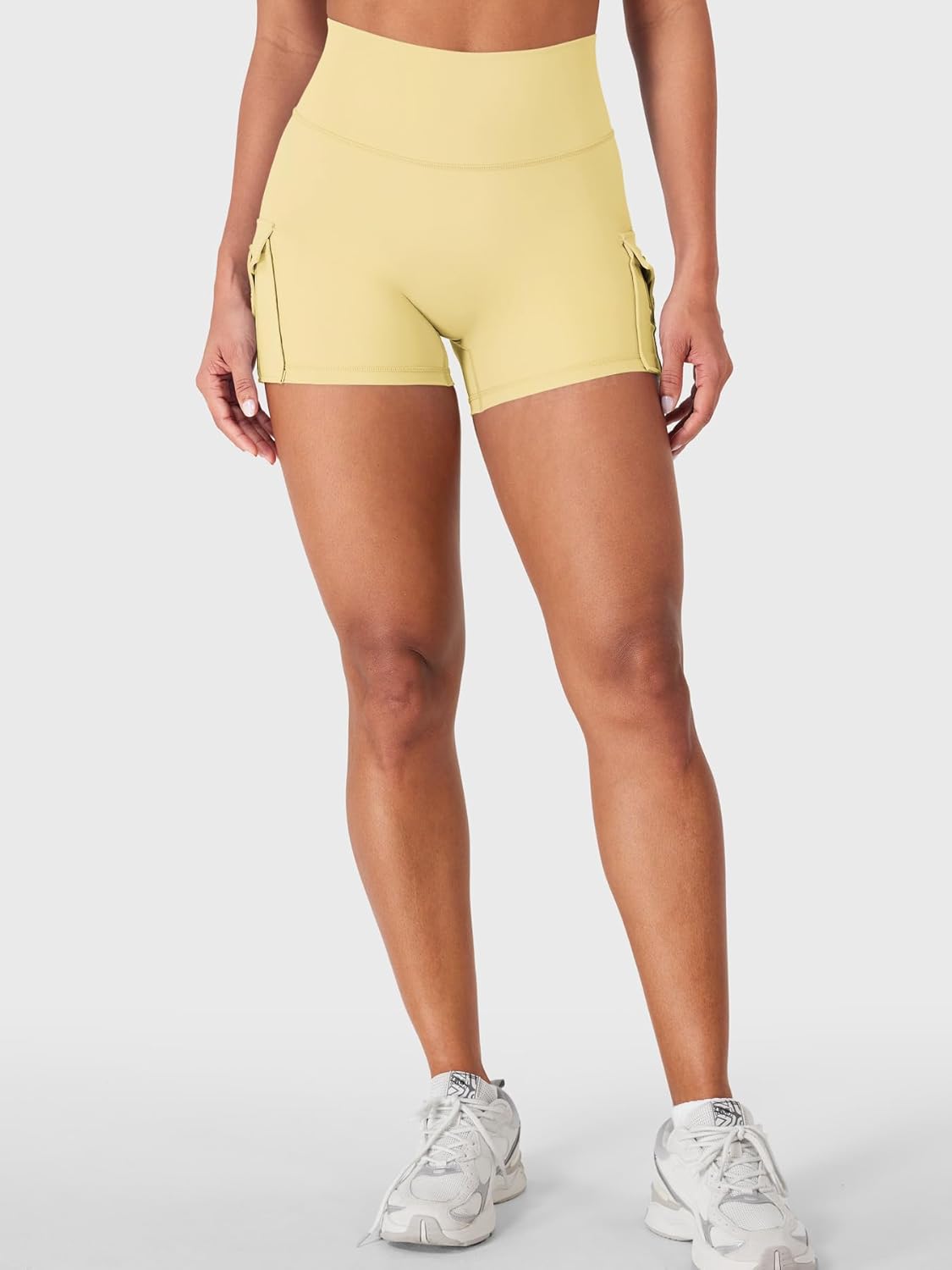 YEOREO CoreFlex Women Workout Gym Shorts with Cargo Pockets Hidden Scrunch 3.6" 4.5" Inseam No Front Seam Biker Shorts - Image 5