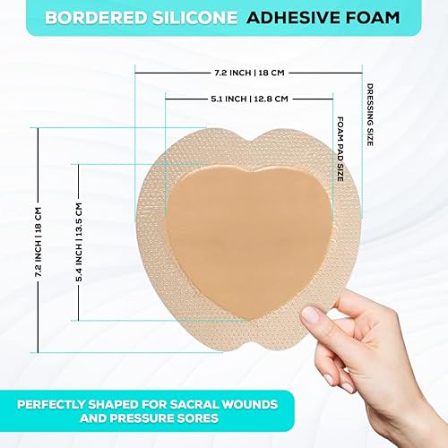 Miniatura 3 de MedVance TM Silicone - Apósito adhesivo de silicona con bordes sacros para heridas, vendaje de tratamiento de úlceras de cama para sacro, tamaño 7 x