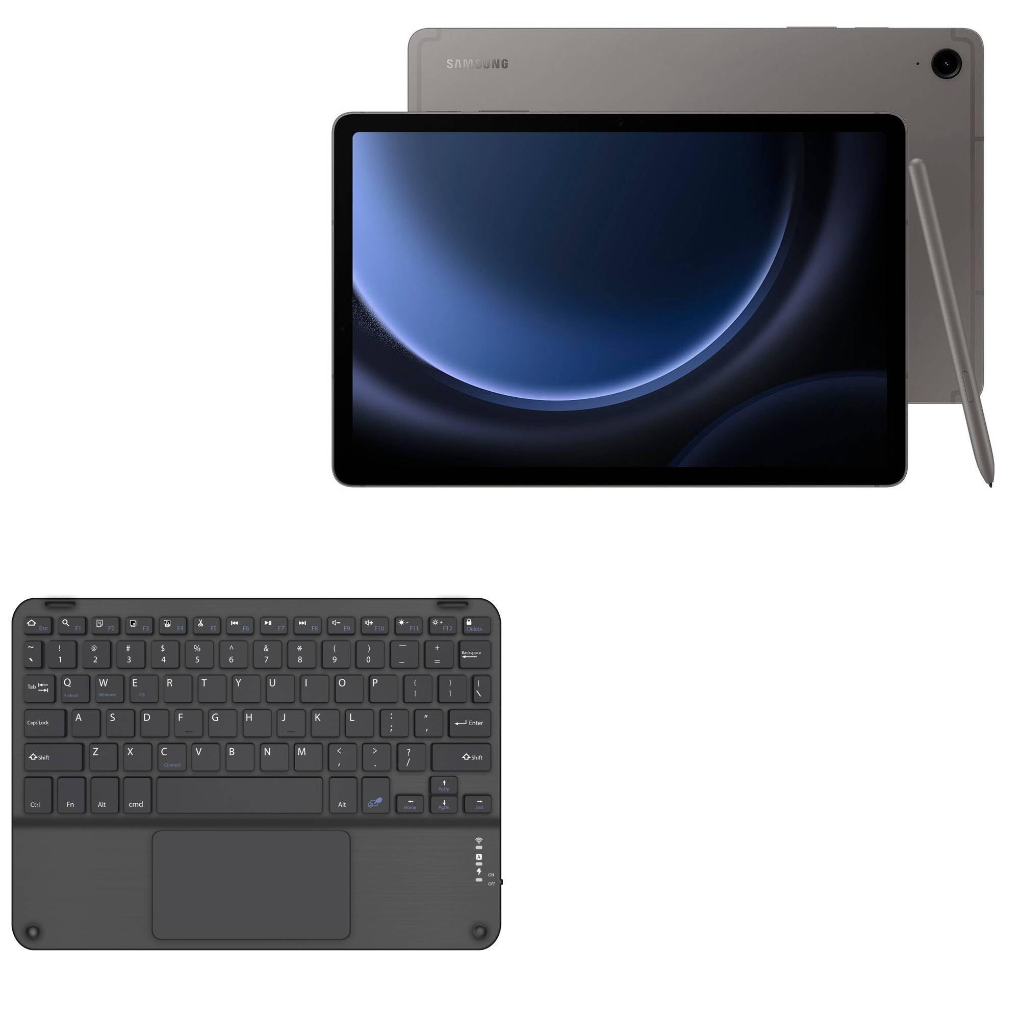 BoxWave Keyboard Compatible with Samsung Galaxy Tab S9 FE - SlimKeys Bluetooth Keyboard with Trackpad, Portable Slim TouchPad - Jet Black