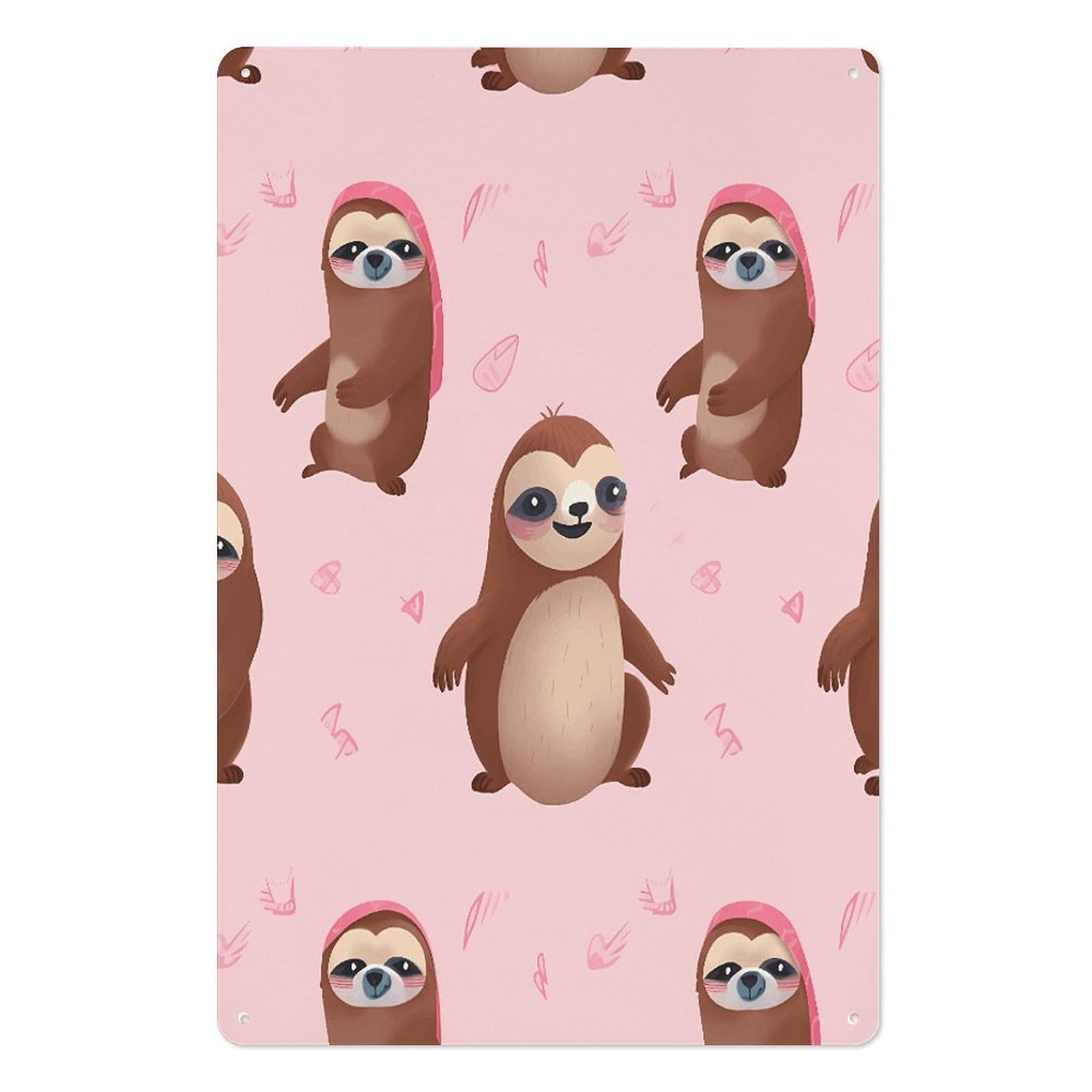 Adfgyerh Style Sloth-Pink Tin Sign Hanging Art Prints,Wall Decor For Gifting And Party Decoration 7.9X11.8 Inch,Wall Art For Home Garden Greenhouse Living Room Bedroom Yard