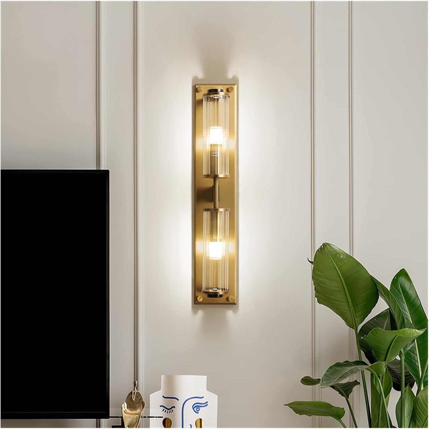 HXYSXHJUO Modern Copper Gold Wall Lamp Compatible with Community Garden Villa Living Room Bedroom Aisle Background Indoor Light Fixtures, Pendant