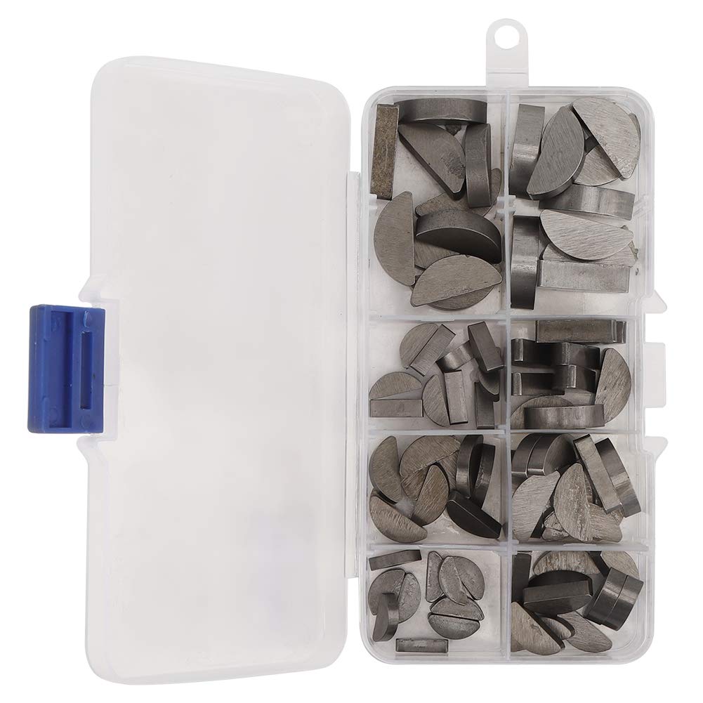 Kit Kit di Chiave in Legno Semicircolare in Acciaio Inossidabile 80 Pcs Assortimento con Dimensioni Varie per Ingegneria, Scatola di Stoccaggio Inclusa, per Macchinari e Applicazioni